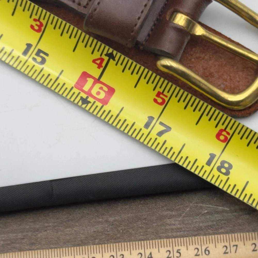 Vintage Belt Red Stretch Canvas Leather Brass Buckle 30-32 Preppy Equestrian